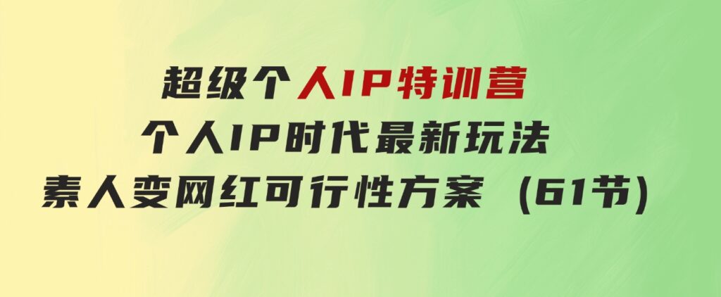 超级个人IP特训营，个人IP时代才最新玩法，素人变网红可行性方案(61节)-财仔梦想资源网
