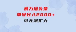 暴力撸头条，单号日入2000+，可无限扩大-财仔梦想资源网