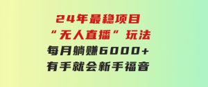 24年最稳项目“无人直播”玩法，每月躺赚6000+，有手就会，新手福音-财仔梦想资源网