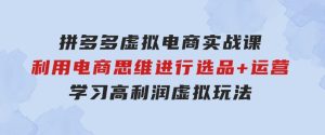 拼多多虚拟电商实战课：利用电商思维进行选品+运营，学习高利润虚拟玩法-财仔梦想资源网