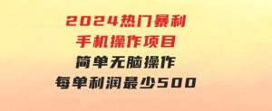 2024热门暴利手机操作项目，简单无脑操作，每单利润最少500-财仔梦想资源网