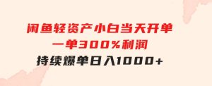 闲鱼轻资产：小白当天开单，一单300%利润，持续爆单，日入1000+-财仔梦想资源网