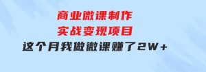 商业微课制作实战变现项目，这个月我做微课赚了2W+-财仔梦想资源网