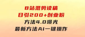 B站混剪读稿日引200+创业粉方法4.0曝光，24年8月最新方法Ai一键操作速…-财仔梦想资源网