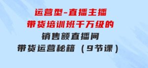 运营型-直播主播带货培训班，千万级的销售额直播间带货运营秘籍（9节课）-财仔梦想资源网