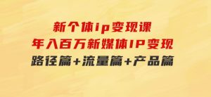 新个体ip变现课，年入百万新媒体IP变现，路径篇+流量篇+产品篇-财仔梦想资源网