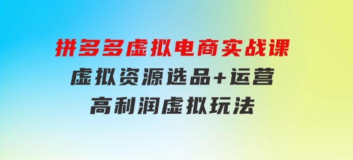 拼多多虚拟电商实战课：虚拟资源选品+运营，高利润虚拟玩法（更新14节）-财仔梦想资源网