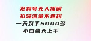 视频号无人播剧，拉爆流量不违规，一天到手5000多，小白当天上手，-财仔梦想资源网