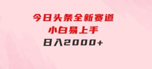 今日头条，全新赛道，小白易上手，日入2000+-财仔梦想资源网