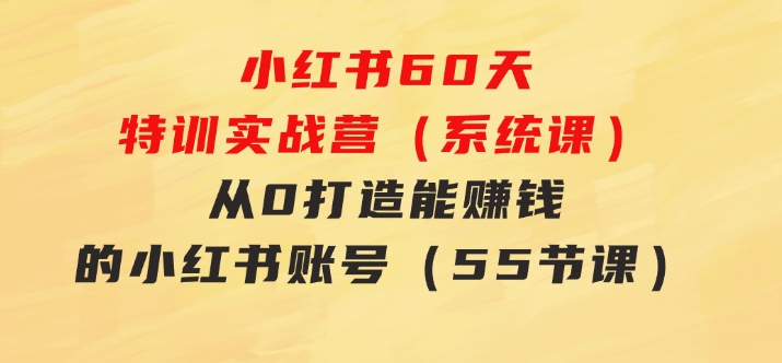 小红书60天特训实战营（系统课）从0打造能赚钱的小红书账号（55节课）-财仔梦想资源网