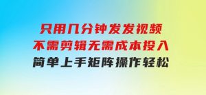 只用几分钟发发视频，不需剪辑，无需成本投入，简单上手，矩阵操作轻松-财仔梦想资源网