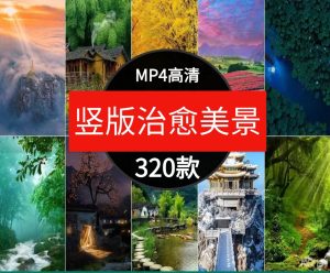 竖版山水河流下雨雪景落叶自然森林治愈美景色直播背景短视频素材-财仔梦想资源网