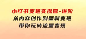 小红书变现实操营-进阶版：从内容创作到盈利变现，带你玩转流量变现-财仔梦想资源网