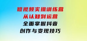 短视频实操训练营：从认知到运营，全面掌握抖音创作与变现技巧-财仔梦想资源网