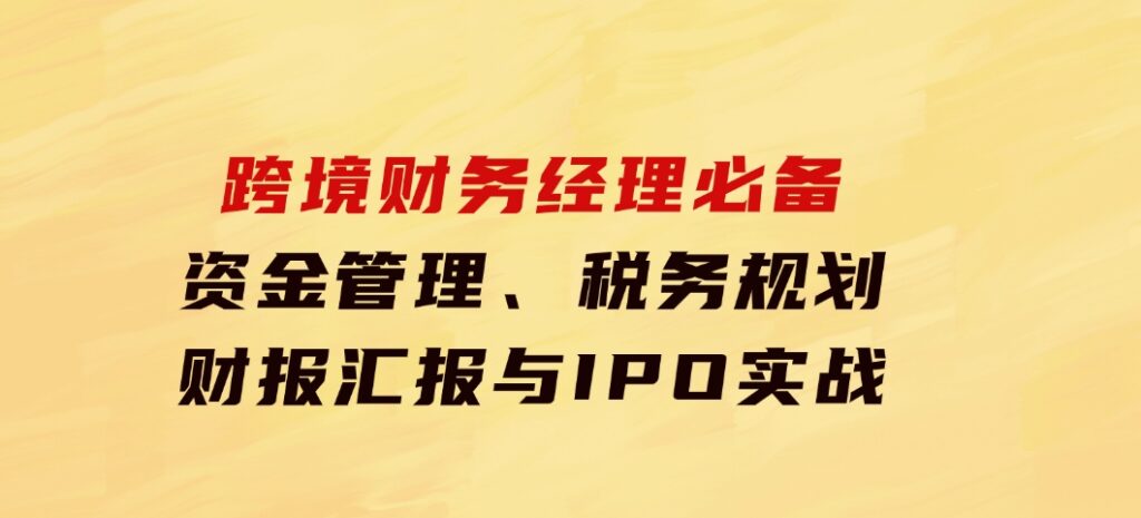 跨境财务经理必备：资金管理、税务规划、财报汇报与IPO实战-财仔梦想资源网