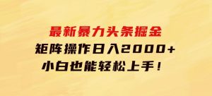 最新暴力头条掘金日入500+，矩阵操作日入2000+，小白也能轻松上手！-财仔梦想资源网