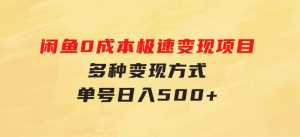 闲鱼0成本极速变现项目，多种变现方式单号日入500+最新玩法-财仔梦想资源网