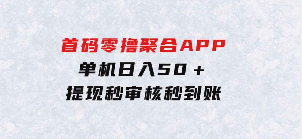 2024首码零撸聚合APP，单机日入50＋，提现秒审核秒到账-财仔梦想资源网