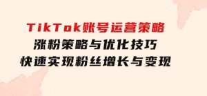 TikTok账号运营策略：涨粉策略与优化技巧，快速实现粉丝增长与变现-财仔梦想资源网