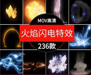 火焰爆炸闪电魔法传送门电流粒子能量光效动画PR特效合成视频素材-财仔梦想资源网