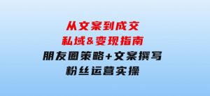 从文案到成交，私域&变现指南：朋友圈策略+文案撰写+粉丝运营实操-财仔梦想资源网