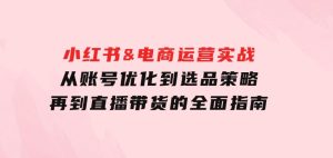 小红书&电商运营实战：从账号优化到选品策略，再到直播带货的全面指南-财仔梦想资源网