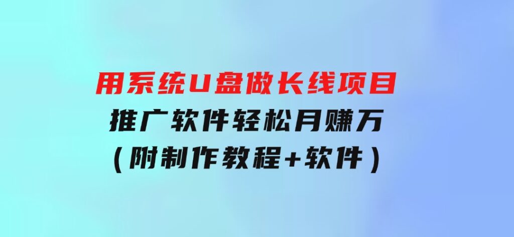 用系统U盘做长线项目，推广软件轻松月赚万元（附制作教程+软件）-财仔梦想资源网