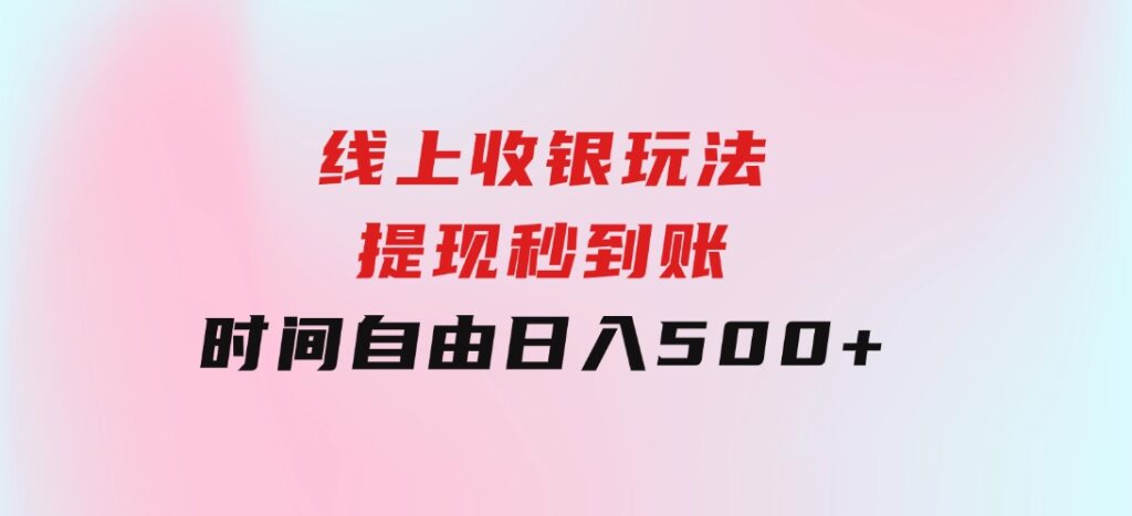 线上收银玩法，提现秒到账，时间自由，日入500+-财仔梦想资源网