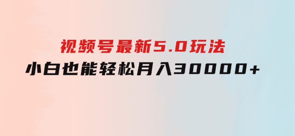 视频号最新5.0玩法，小白也能轻松月入30000+-财仔梦想资源网