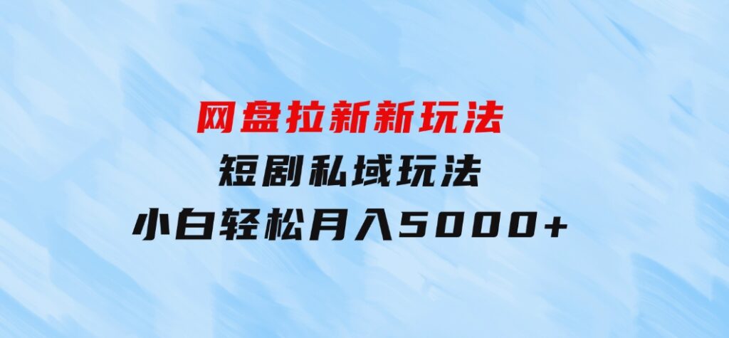 网盘拉新新玩法：短剧私域玩法，小白轻松月入5000+-财仔梦想资源网