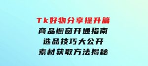 Tk好物分享提升篇：商品橱窗开通指南，选品技巧大公开，素材获取方法揭秘-财仔梦想资源网
