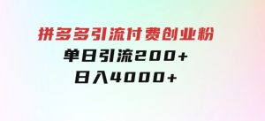 拼多多引流付费创业粉，单日引流200+，日入4000+-财仔梦想资源网