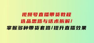 视频号直播带货教程：选品思路与话术拆解/掌握多种带货套路/提升直播效果-财仔梦想资源网
