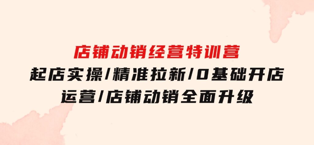 店铺动销经营特训营：起店实操/精准拉新/0基础开店运营/店铺动销全面升级-财仔梦想资源网