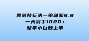 黑科技玩法，一单利润9.9,一天到手1000+，新手小白秒上手-财仔梦想资源网
