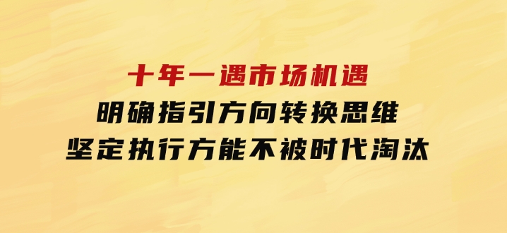 十年一遇市场机遇，明确指引方向，转换思维，坚定执行，方能不被时代-财仔梦想资源网