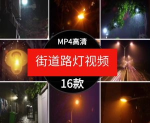 高清街道路灯温馨柔和灯光背景PRAE剪辑短视频自媒体短片素材-财仔梦想资源网