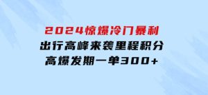 2024惊爆冷门暴利！出行高峰来袭，里程积分，高爆发期，一单300+—200-财仔梦想资源网