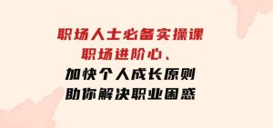 职场人士必备实操课：职场进阶心法、加快个人成长原则，助你解决职业困惑-财仔梦想资源网