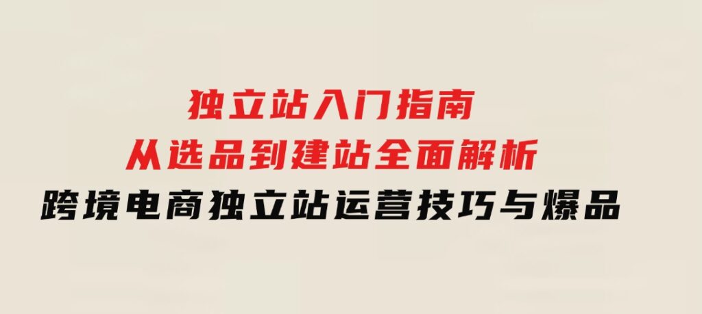 独立站入门指南：从选品到建站，全面解析跨境电商独立站运营技巧与爆品-财仔梦想资源网