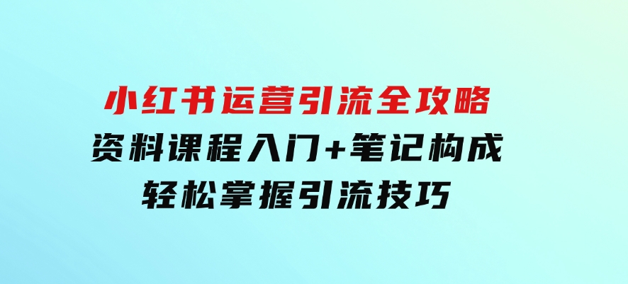 小红书运营引流全攻略：资料课程入门+笔记构成，轻松掌握引流技巧-财仔梦想资源网
