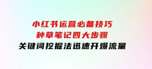 小红书运营必备技巧，种草笔记四大步骤+关键词挖掘法：迅速开爆流量-财仔梦想资源网