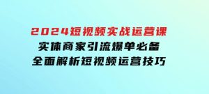 2024短视频实战运营课，实体商家引流爆单必备，全面解析短视频运营技巧-财仔梦想资源网
