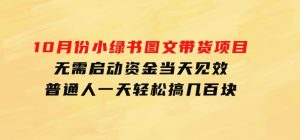 10月份小绿书图文带货项目无需启动资金当天见效普通人一天轻松搞几百块-财仔梦想资源网
