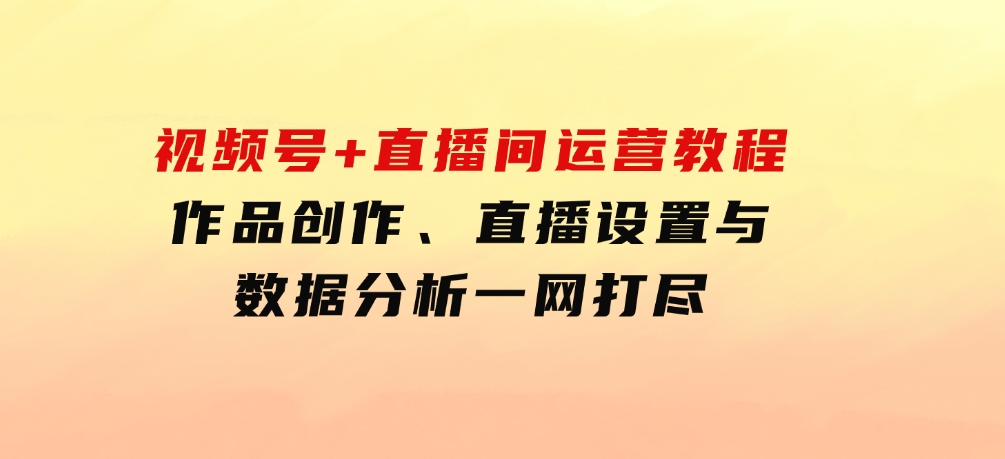 视频号+直播间运营教程：作品创作、直播设置与数据分析一网打尽-财仔梦想资源网