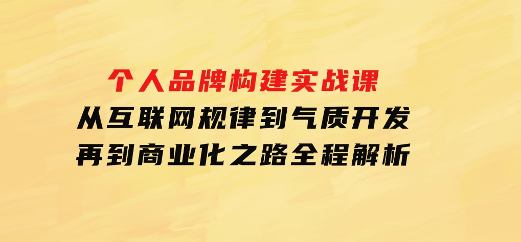 个人品牌构建实战课：从互联网规律到气质开发，再到商业化之路，全程解析-财仔梦想资源网