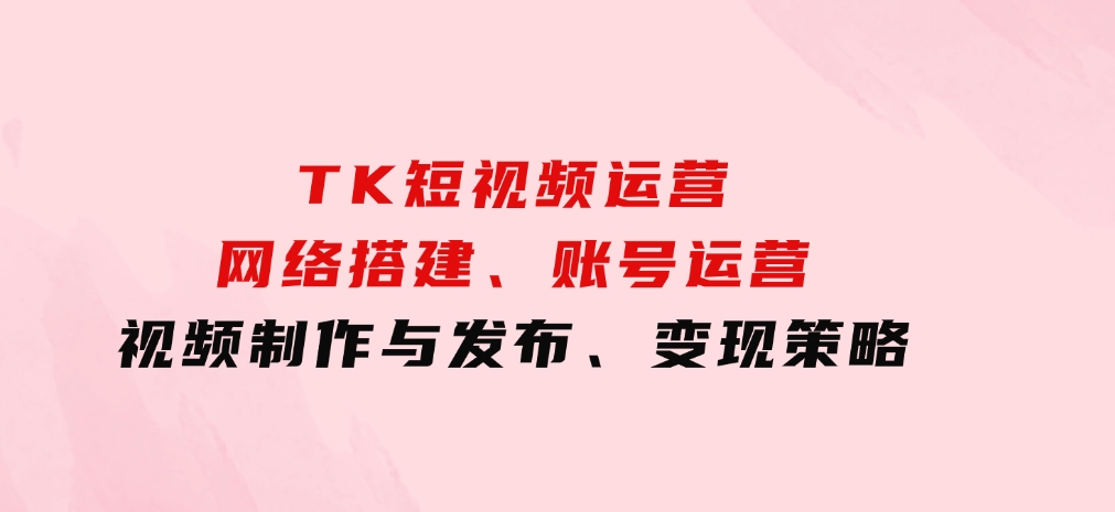 TK短视频运营：网络搭建、账号运营、视频制作与发布、变现策略-财仔梦想资源网