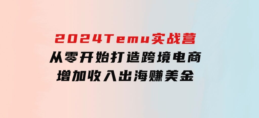 2024Temu实战营：从零开始打造跨境电商，增加收入，出海赚美金-财仔梦想资源网