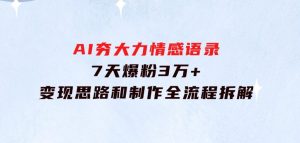 AI夯大力情感语录，7天爆粉3万+，变现思路和制作全流程拆解-财仔梦想资源网