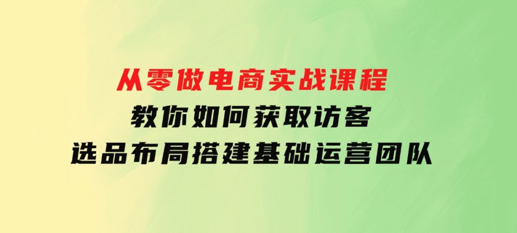 从零做电商实战课程，教你如何获取访客、选品布局，搭建基础运营团队-财仔梦想资源网